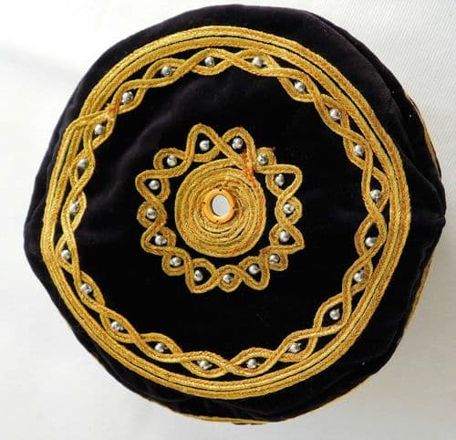 Black oriental smoking cap beads mirrors braid 53 54 55 cm men women Extra small